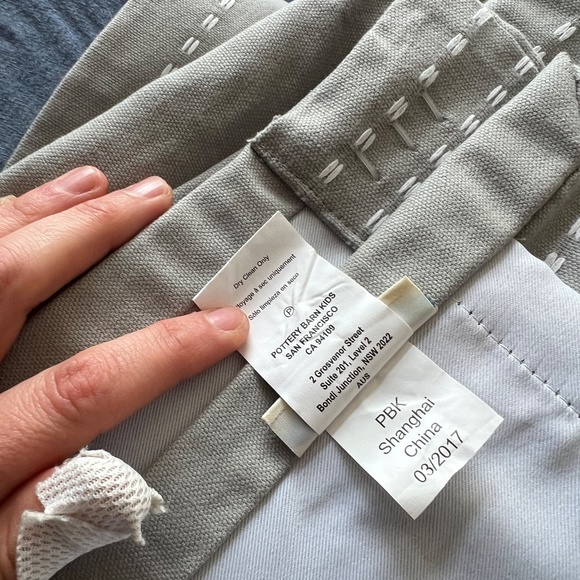 44x84 pottery barn kids grey with white pick-stitch detail curtain - Picture 3 of 8